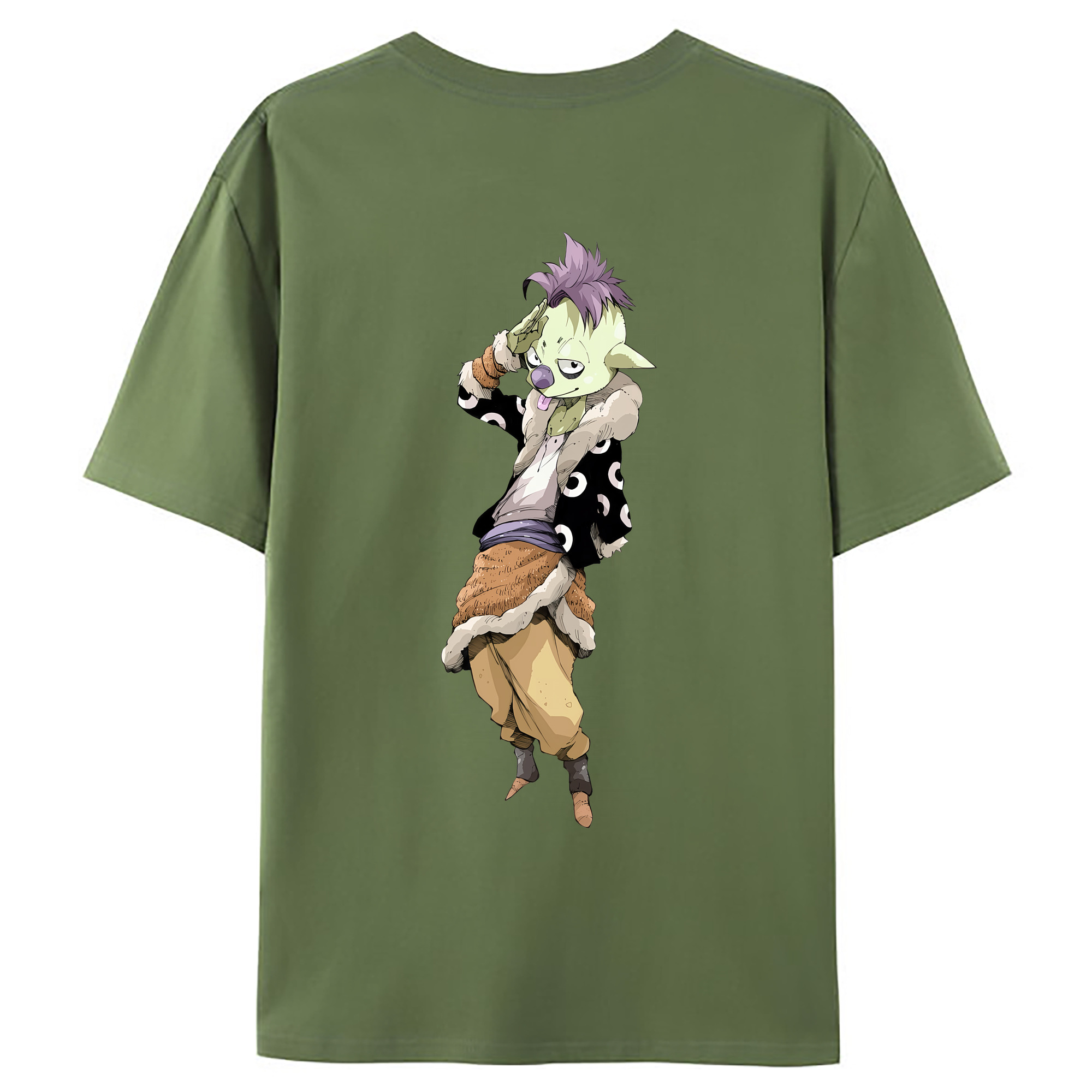 （画像用） 転スラ Regarding Reincarnated to Slime 綿100％ メンズ半袖Tシャツ（バックプリント） 通気性